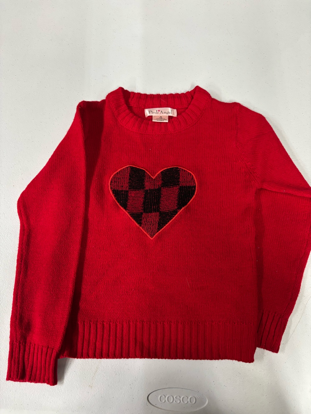 Red Heart Checker Knit Sweater